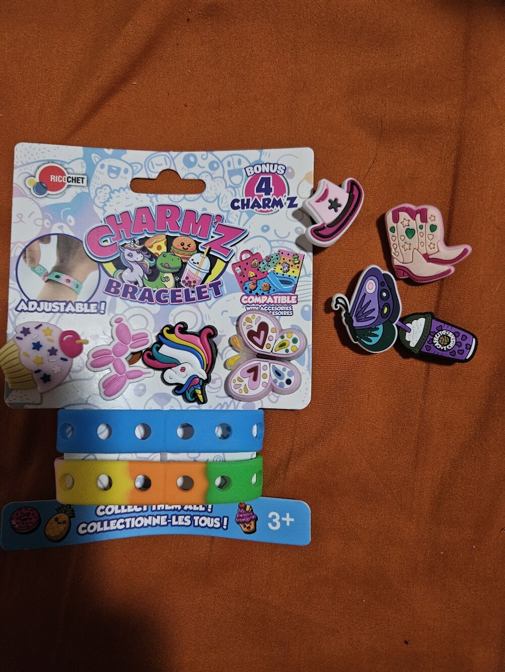 Nwt Adjustable Kids Bracelet Set with Blue, Green & Orange Bands